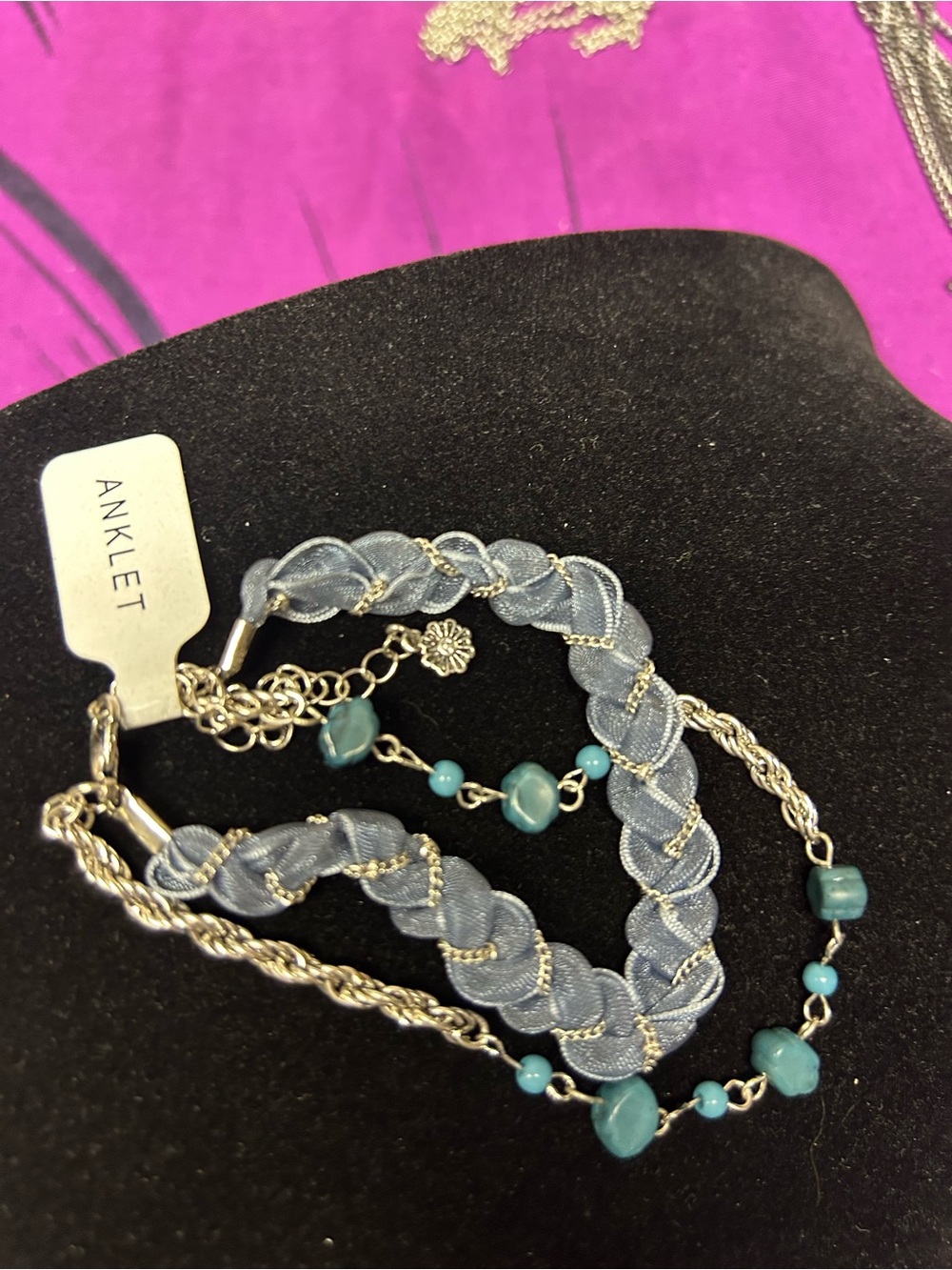 NWT Free People Boho Layered Ribbon & Beaded Anklet
